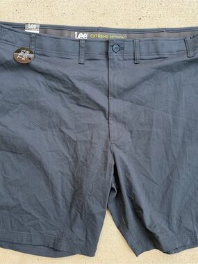 Lee Extreme Motion Chino Shorts NWT Big Tall 54 Navy Stretch Flat Front